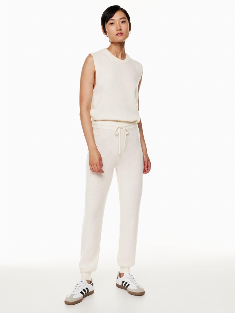 Aritzia Babaton Luxe Cashmere Jogger Lounge Pants Size M Cream